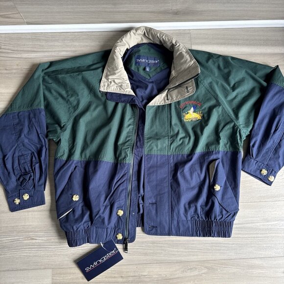 Vintage Swingster‎ Jacket Windbreaker Mens L Ducks Back Full Zip With Hood NWT